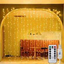 1 Stück USB Vorhang Lichterkette, 8 Beleuchtungsmodi, warm/weiß/farbwechselnd, mit Fernbedienung, geeignet für Zuhause, Schlafzimmer, Weihnachtsbaum, Halloween, Erntedankfest, Hochzeitsfeier, Innendekor, Weihnachtsgeschenk