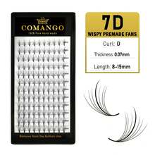 CoMango 120Fans D 卷 7D 纤细预制扇形睫毛延长 0.07MM 尖头底座预制混合扇形睫毛仿貂皮纤细尖刺扇形批发睫毛簇、睫毛簇、单根睫毛、睫毛、假睫毛 - D - 查看 11