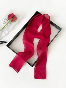 1pc Women Elegant Solid Color Lightweight Chiffon Scarf, Soft Lady Neck Accessory, Versatile For Head, Shoulder, Beach, Hair Decoration, An Ideal Choice To Accessorize You For Dress - Multicolor - View 18