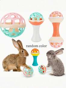 1 Set Of 3 Rabbit Interactive Toys With Bells - Plastic Ball Toy Set, Safe For Small Pets, Suitable For Mice, Rabbits, Guinea Pigs And Chinchillas