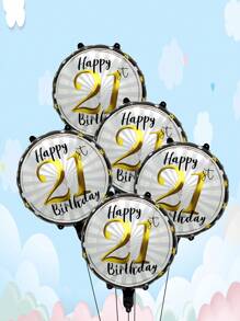 Balon folie auriu și negru de 18 inch, 5 buc/set, baloane rotunde cu numere pentru aniversarea a 21-a, 30-a, 40-a, 50-a, 60-a de ani, potrivit pentru petrecere aniversară, decor pentru petrecere de ziua de naștere