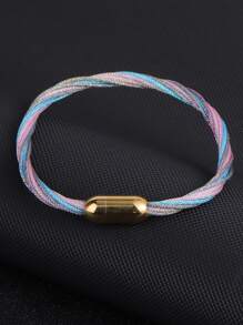 1pc Luxury Gold Color Stainless Steel Magnetic Buckle Bracelet Handmade Layers Bracelet For Women Girl Multicolor Weaven Steel Chain Bracelets Sports Leisure H656