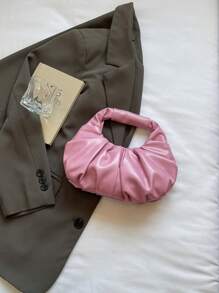 Bolso de mano en forma de nube plisado, bolso de tela informal, bolso de embrague en forma de media luna, bolso versátil para mujer - Nuevo para 2024