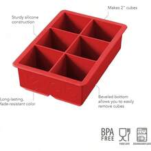 Tovolo King Cube Ice Tray (Stratus Blue) - Large, & Reusable Silicone Molds For Whiskey, Cocktails, Coffee, Bartender Accessories, & Smoothies /-& Dishwasher-Safe - Candy Apple - View 3