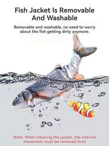 1 pieza Juguete eléctrico de pez oscilante, juguete de peluche interactivo simulación de pez eléctrico para atraer la atención del bebé, puede moverse y saltar, pez célebre de internet con cola que se mueve, carp de hierba, muñeco de carpa inducida, pez saltando con cola que se mueve, cargado por USB - Multicolor - Ver 7