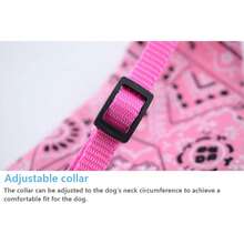 1 件适合中小型犬的宠物印花可调节 PU 三角毛巾口水巾，带牵引扣。 - 粉色 - 查看 7