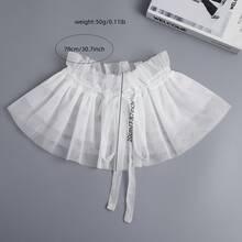 1 件带抽绳连帽网状领子，可调节弹性荷叶边假领 - 彩色 - 查看 5