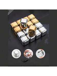 8 Gold Ice Blocks With Silicone Clip - Reusable Metal Chilling Pebbles & Fast Freezing Stainless Steel For Cocktails, Whiskey, Wine & Drinks - Perfect For Christmas, Halloween, Easter, Thanksgiving & More - Multicolor - View 6