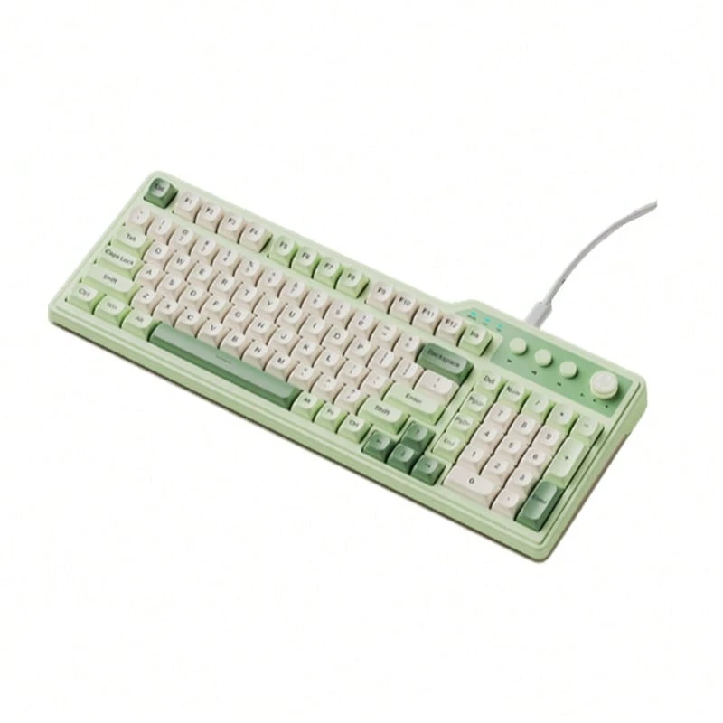 HP Teclado mecánico retroiluminado K360, diseño de 98 teclas para juegos de esports, retroiluminación colorida/teclas multimedia/plug&play USB, compatible con escritorio y portátil - Verde lechoso[Teclado único] - Ver 1