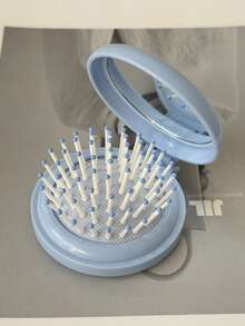 可爱马卡龙迷你发刷带内置镜子 - 可折叠顺发器，适合外出使用（1 件）、返校、旅行度假必备品、女士发饰