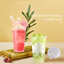 SAEIV 50 återanvändbara vita, matta plastmuggar (520 ml styck), dryckesmuggar för fester, utomhusmuggar, speciellt utformade för catering, picknick, banketter och andra tillfällen. (50 muggar + 50 lock) - 50 st plastmuggar med lock - Visa 4