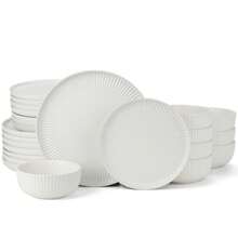 Juegos de cuencos y platos Starlight, vajilla de 18 piezas para 6 personas - Blanco mate - Ver 1