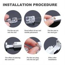 4 pezzi di Set monouso per piercing al naso con gemme incorporate - Operazione semplice e pratica per kit piercing al naso