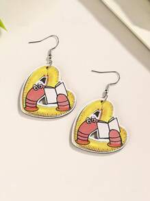 2pcs Cute Acrylic Heart Pencil Earrings, Back To School, Teacher's Day Gift