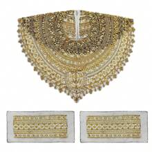 Floral Embroidery DIY Set: Sequin Hollow-Out Embroidered Shawl & Cuffs, Costume Accessory For Evening Gown, Cheongsam, Can DIY Garment