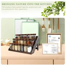 ERUIV Square Spice Jars, 2-In-1 Design With Acacia Wood Stand (FCM®) – Set Of 21 Spice Jars (120 Ml Each), Including Multiple Labels, Can Be Stood Upright And Is Suitable For Drawers – Spice Rack For Drawers And Spice Jars - 21個方瓶相思木架套裝 - 查看 6