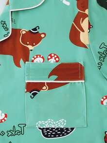 Set de 3 piezas de pijama casual de mujer con mangas cortas, que incluye shorts y pantalones largos, manga corta con cuello y botones, cómodo y holgado, adecuado para usar en casa en todas las estaciones - Verde - Ver 5