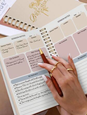 1本圣经学习日志笔记本，52周圣经学习指南，每日祷告日志，教会笔记，信仰礼物，男女皆宜，学校办公用品，朋友新年礼物，送给女性的礼物，圣诞袜填充物