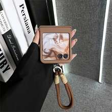 Luxury Minimalist Brown Phone Case With Keychain Lanyard, Suitable For Razr50 Razr 50 Ultra 50ultra Back Cover, Waterproof Shockproof Anti-Fall Anti-Scratch - Brown - View 4