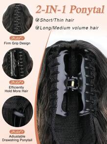 Ponytail Extension Claw 30" Long Curly Pony Tail Claw Clip In Hair Extension Fluffy Natural Looking Synthetic Hairpiece For Women