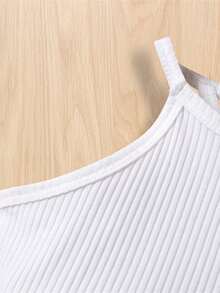 Traje de pantalón para niña, informal, tejido de calle, chaleco de verano, pantalones vaqueros largos con bolsillos - Blanco - Ver 4