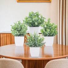 4 Pack Mini Artificial Potted Plants, 7 Inch Fake Greenery For Home Decor, Small Faux Plants For Desk, Office, Bathroom, Kitchen, Shelf – Realistic Green Indoor Plants. - Nhiều màu - Xem 3