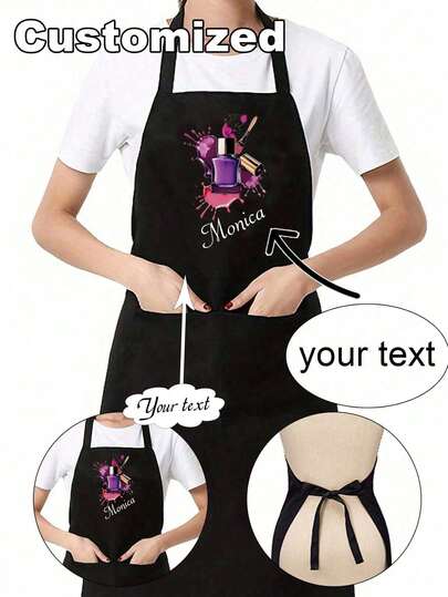 1 pezzo Grembiule personalizzato in poliestere per smalto per unghie, grembiule in poliestere, regolabile, resistente all'acqua e comodo per la cucina domestica, la cottura, il barbecue, l'apprendista di ristorante, il parrucchiere, il salone di bellezza, il cosmetologo, la scuola di cosmetologia, il barbiere, regalo unico