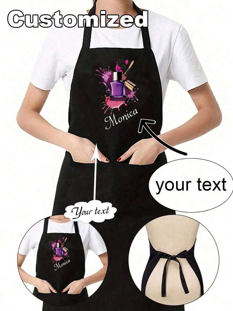 1 pezzo Grembiule personalizzato in poliestere per smalto per unghie, grembiule in poliestere, regolabile, resistente all'acqua e comodo per la cucina domestica, la cottura, il barbecue, l'apprendista di ristorante, il parrucchiere, il salone di bellezza, il cosmetologo, la scuola di cosmetologia, il barbiere, regalo unico