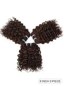 3pcs/Set Brown Jerry Curly Wave Hair Ties, Brazilian Hair Braiding Ties, Curly Hair Extensions