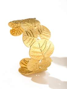 1pc Minimalist Stainless Steel Leaf Bracelet, Suitable For Women To Wear Daily, Party, Gathering