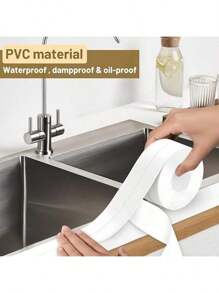 1pc Self-Adhesive White Waterproof, Mildew Resistant Caulk Strip, Suitable For Kitchen Sink, Bathroom, Toilet, Bathtub, Floor, Wall Edges Protection And Sealing