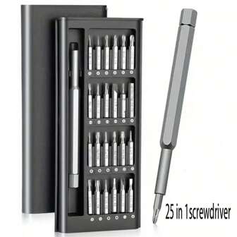 25合1小型精密磁性螺丝刀套装，专业维修工具套件，铝合金手柄，适用于手机、电脑、手表、笔记本电脑、MacBook、门铃、眼镜、电子产品