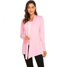 Newchoice Womens Casual Lightweight Long Sleeve Cardigan Soft Drape Open Front Fall Dusters (S-3XL) - Pink - View 3