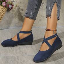 Women's Criss-Cross Elastic Band Pointed Toe Comfortable Casual Versatile Wedge Shoes