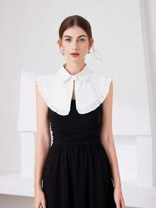 1 pieza Capa con cuello redondo para mujer, pieza de superposición de camisa desmontable, elegante