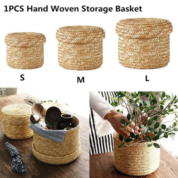 Handmade Woven Storage Basket Multi-Purpose Snack Organizer Baskets