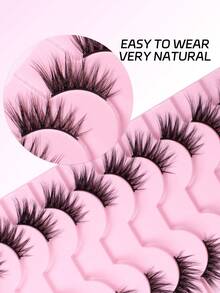 10 对自然交叉睫毛，猫眼效果，末端延长，日常和约会化妆必备，假睫毛，睫毛，睫毛，假睫毛 - 黑色 - 查看 3