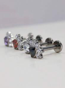 Aretes de titanio ASTM F136 con circonitas engastadas en forma de pata de gato, animal o perro, con rosca interna de 1,2 mm (calibre 16), para piercing de caracola, hélix, cartílago, lóbulo, trago y daith.