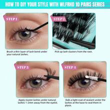 Kit De Racimos De Pestañas 320 Unidades Extension De Pestañas Individuales 80D Con Union Sello Removedor De Aplicacion Herramienta Aplicadora Para Racimo Falso En Casa DMix100.630 In - Kit80Dde320piezas - View 5