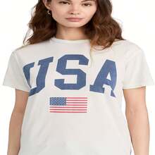 Oversized USA Star Sequin Shirt An  Wo 4th Of July Patriotic  C-Asual Short Sve Tops  220G Heavyweight 100% Cotton Unisex T-Shirt.Spring & Summer & Fall Clothes For Women & Men. This Heavy-Duty Shirt Combines Luxury Softness With Solid Structure. The Thick, Breathable Fabric Resists Sinkage And Fading While Providing All-Day Comfort. I For Streetwear,Festival, Workwear, Or Casual Looks, This Is A Must-Have For Anyone Who Loves Durable, Stylish Basics. - 白色5 - 查看 1