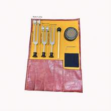 Transboundary Ear Acupuncture Tuning Fork Professional Healing Tuning Fork Training Set - 128Hz, 256Hz, 432Hz, 528Hz - Body Weighted Forks For Yoga And Meditation - Frequency Relaxation Device 3-Piece Set With Leather Bag