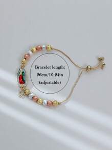 1 Peça Pulseira de Contas de Cobre Feita à Mão Clássica com Destaque para a Santa Morte, Ótima como Presente para Amigos ou Uso Diário/Festivo para Mulheres