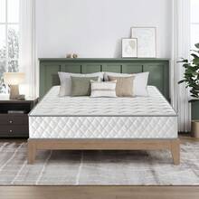 Matratze 140x190 cm Memory Foam, Höhe 26 cm, Härtegrad H3, 7-Zonen Ergonomisch, Taschenfederkern, Luxus, Atmungsaktiv, Anti-Milben - Weiss - Übersicht 1