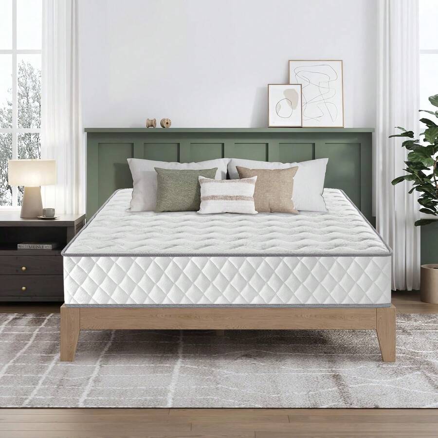 Matratze 140x190 cm Memory Foam, Höhe 26 cm, Härtegrad H3, 7-Zonen Ergonomisch, Taschenfederkern, Luxus, Atmungsaktiv, Anti-Milben - Weiss - Übersicht 1