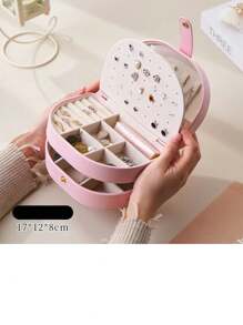 1pc 3-Tier Jewelry Organizer Box, Large Capacity Multi-Purpose Custom Personalized Name/Text Jewelry Storage Box PU Leather High-End Exquisite Earrings Necklace Multi-Compartment Jewelry Box - Ideal Gift For Bridesmaids, Birthday, Anniversary, Valentine's Day, Wedding, Best Friend, Mom, Wife, Excellent For Travel