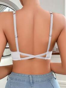 Sutien sexy cu armătură Push Up pentru femei, închidere frontală, sutien Criss Cross, fără spate, cu nervuri, fără sudură, lenjerie de bază, camisol, culoare solidă, confort, nasture frontal, intim