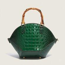 Luxus Damen Handtasche 2025 Neu Geprägte Krokodilleder Shopper Tasche, Modischer und vielseitiger grüner Schultertasche mit großer Kapazität, Retro-Lässig-Street-Style-Minimalismus-Celebrity-Design, Qualität Umhängetasche, Sommer Chic Muttertasche, Alles-Passendes großes Fassungsvermögen 2025 Neu Elegante und stilvolle Damentasche