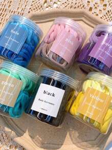 50 piezas/Botella Lazos para el cabello tipo scrunchie de color caramelo para mujer, lazos de cabello básicos para coleta, accesorios para el cabello, accesorios de gimnasio, lazos para el cabello, accesorios para el cabello