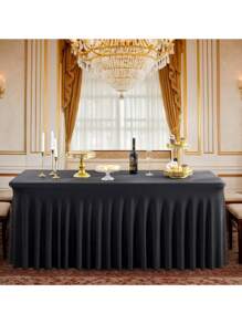 1 pieza Mantel de mesa de tela de espándex blanco, resistente a las arrugas y lavable, se ajusta a mesas de comedor rectangulares, funda elástica para mesa de patio, adecuada para bodas, banquetes, fiestas, estilo Ins de lujo, mantel elástico blanco para hotel, banquete, cumpleaños, conferencia