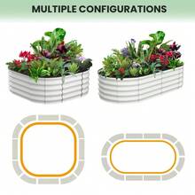 Oval Raised Garden Bed, 2 Pcs Galvanized Raised Beds For Outdoor, Planter Raised Boxes With Open-Ended Base,Large Metal Raised Planter Beds For Vegetables,Flowers,Tool-Free Assembly - 6*3*1FT-米色 - 查看 3